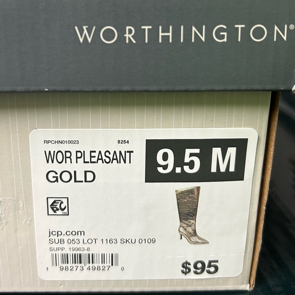 Worthington Gold Metallic Knee High Boots | Size 9.5M | Vegan | New With Box - Picture 15 of 16